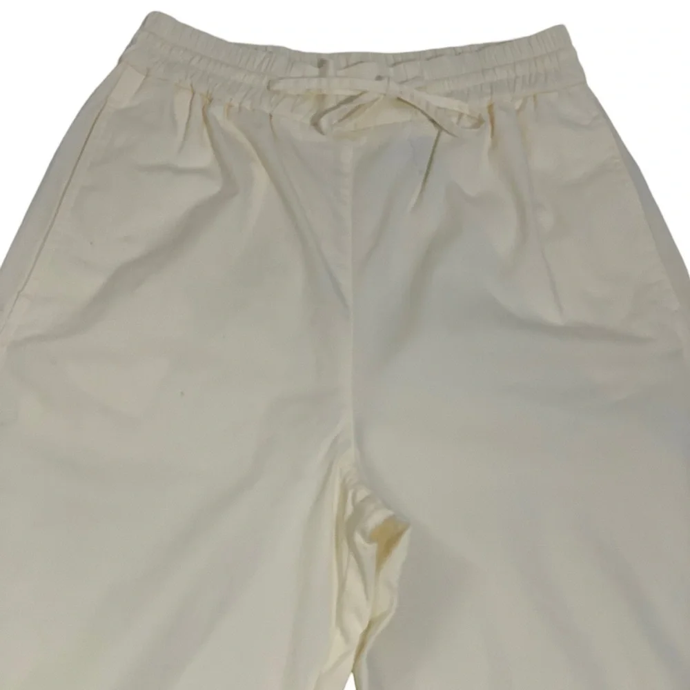 COS Linen Tie Waist Straight Leg Pants Side Slit Pocket Minimalist Neutral Sz 4